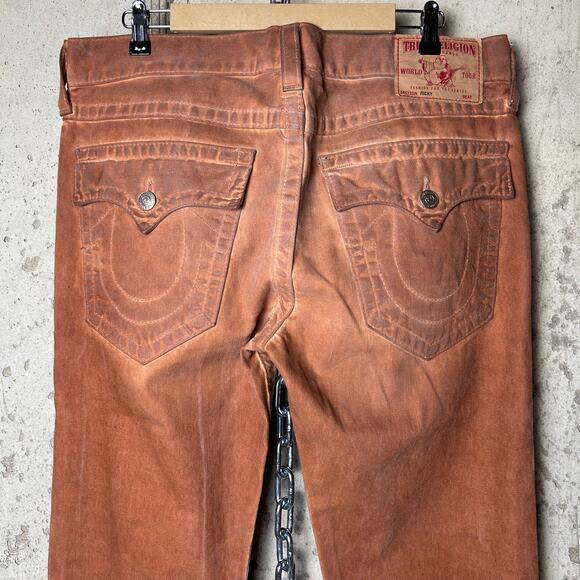 True Religion Vintage Rusty Orange Ricky Straight Fit Cotton 36" Y2K Jeans - Picture 1 of 8